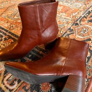 BareTraps Chestnut Brown Leather Ankle Booties